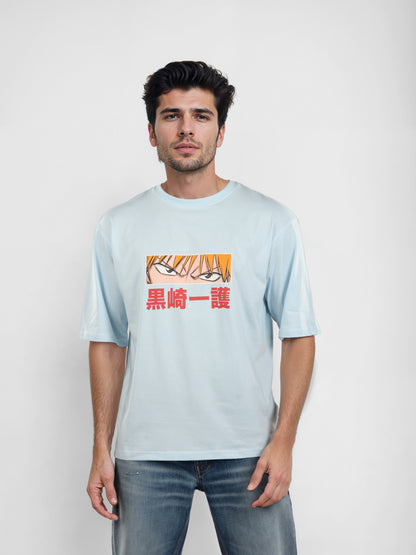 Bleach - Blue Printed Oversized Cotton T-shirt