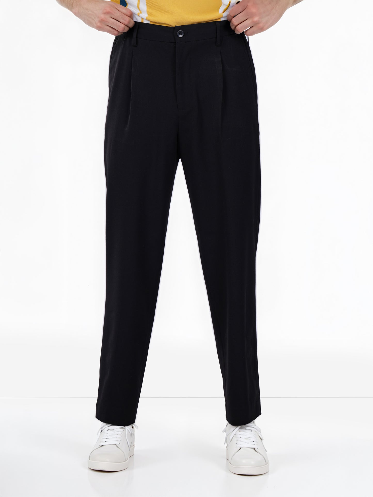 Celio* Poly-Blend Regular Fit Black Trousers