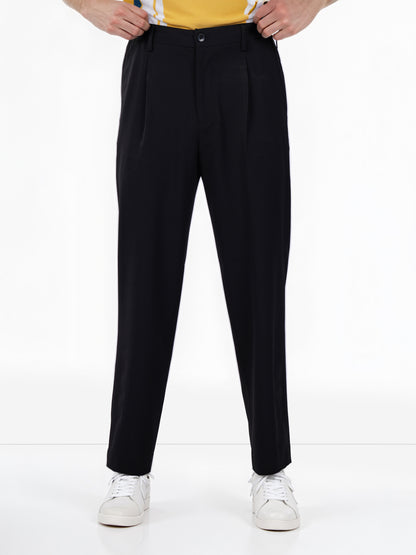 Celio* Poly-Blend Regular Fit Black Trousers