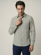 Celio Mens Khaki Solid Regular Fit Linen Shirts