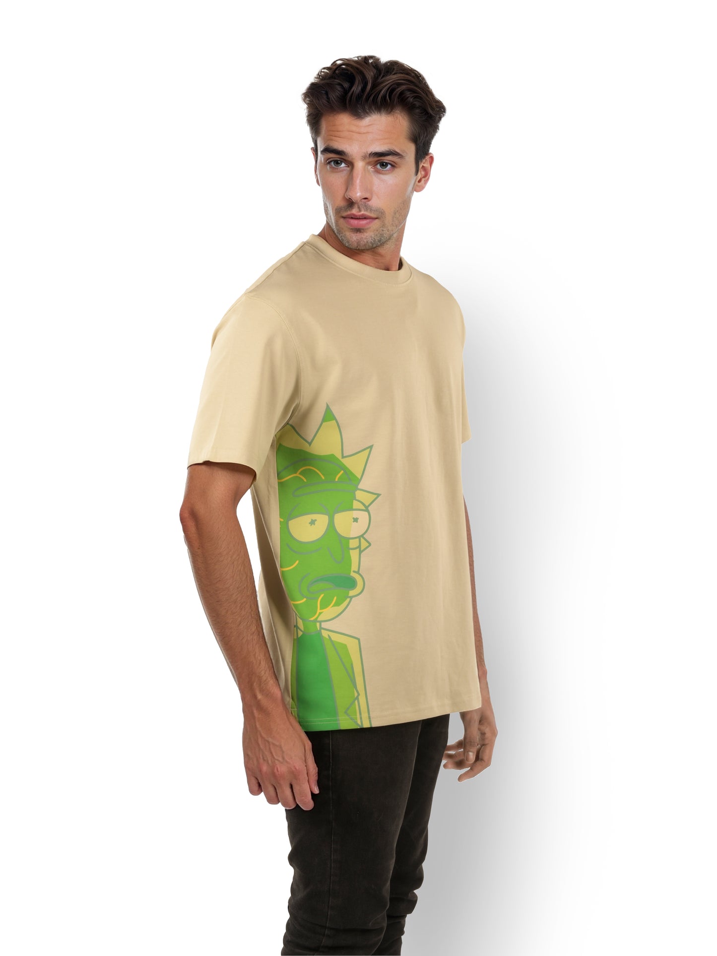 Rick & Morty - Beige Printed Cotton T-shirt