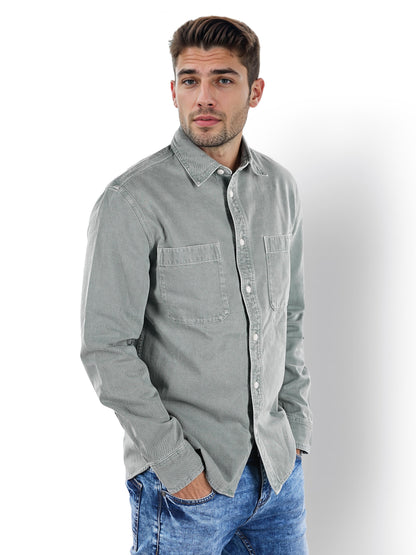 Green Solid Cotton Shirt