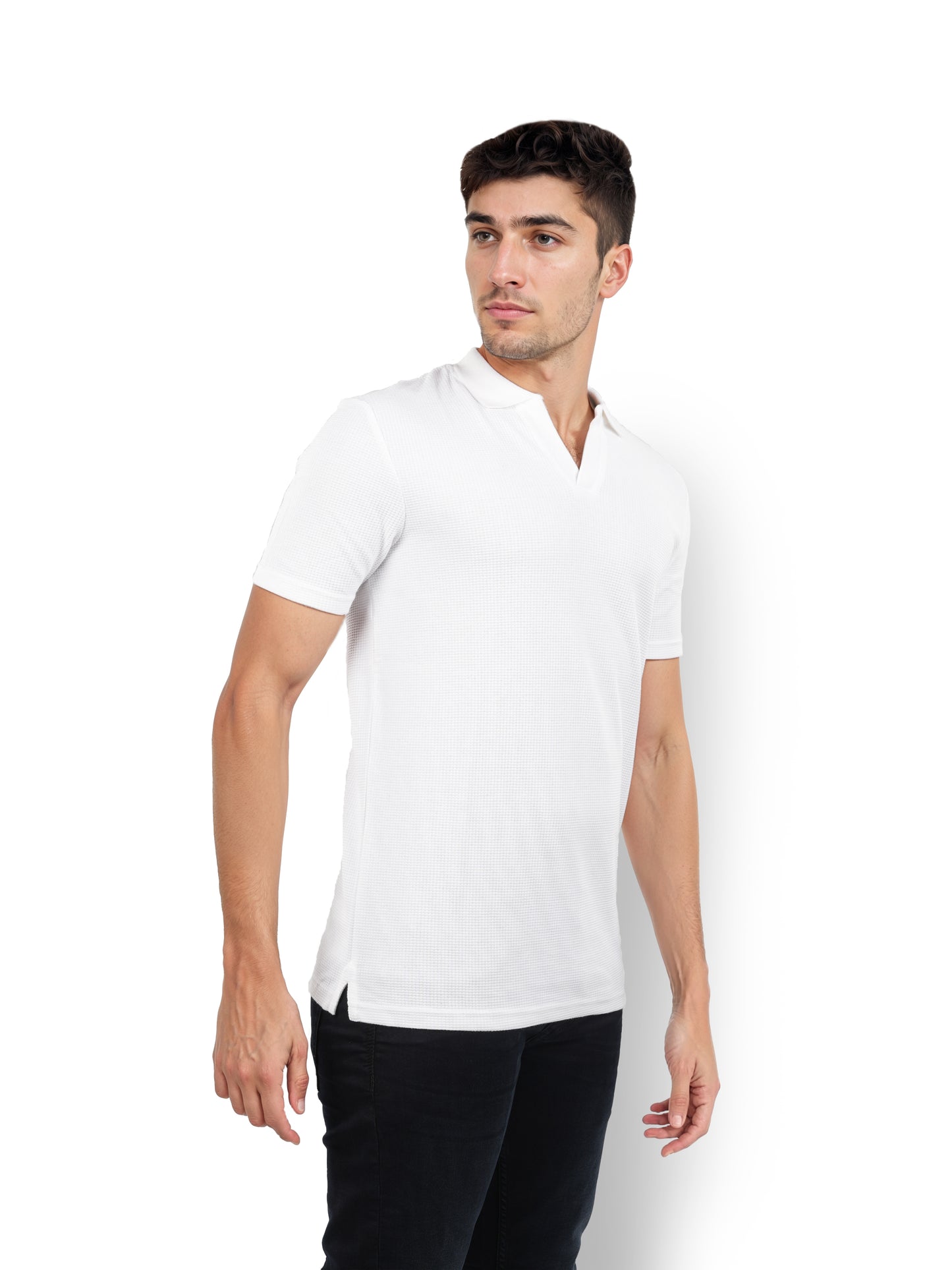 White Solid Cotton Polo