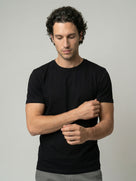 Celio Mens Black Solid Slim Fit Cotton T-Shirts