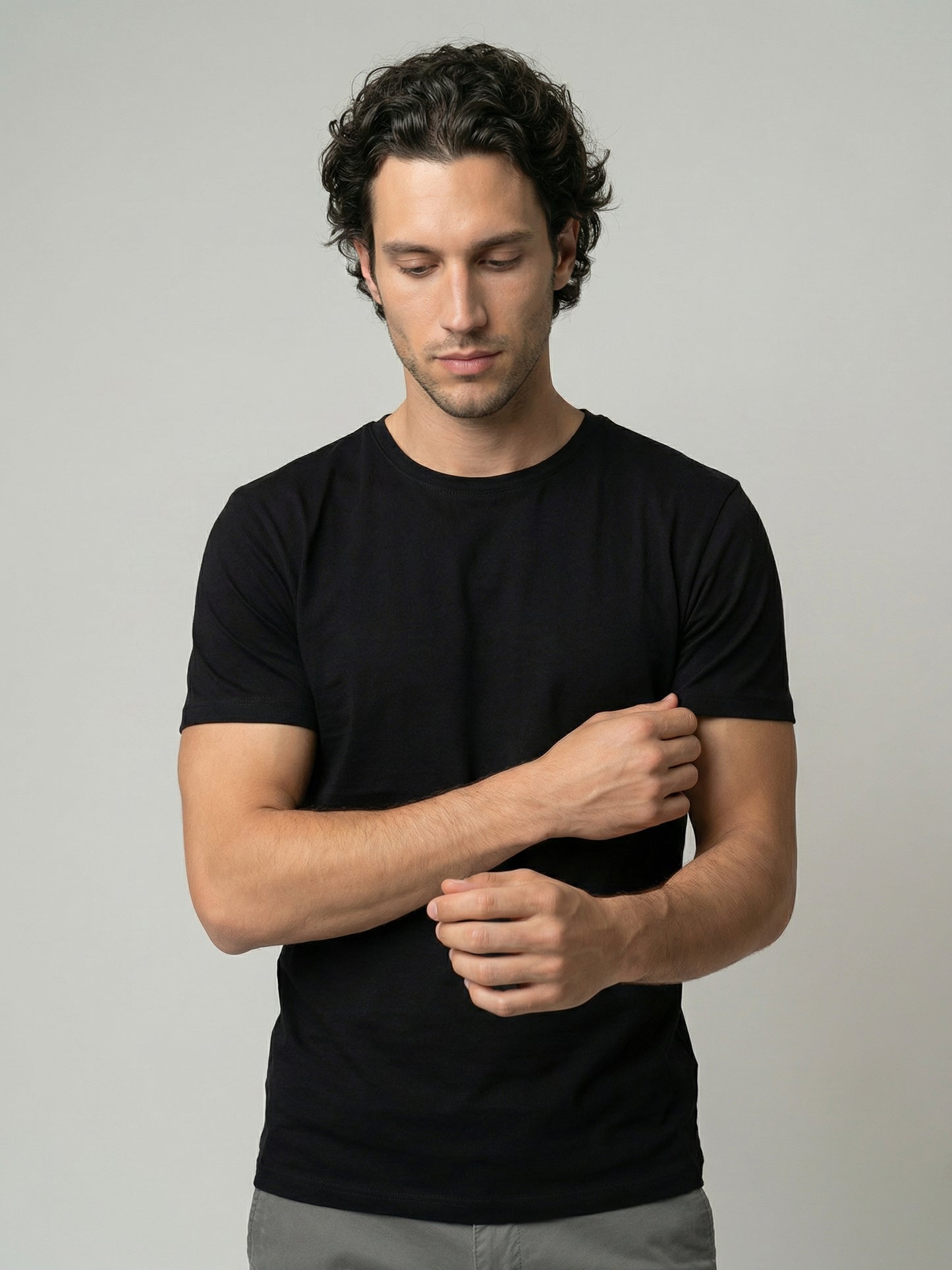 Celio Mens Black Solid Slim Fit Cotton T-Shirts
