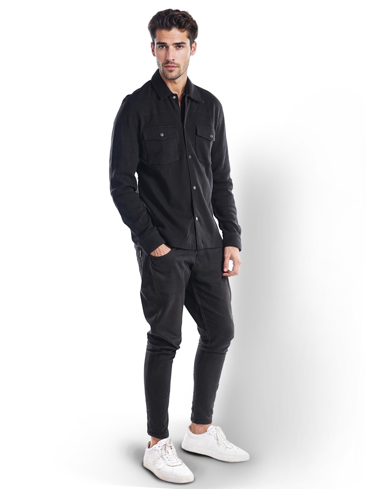 Black Solid Cotton Shirt