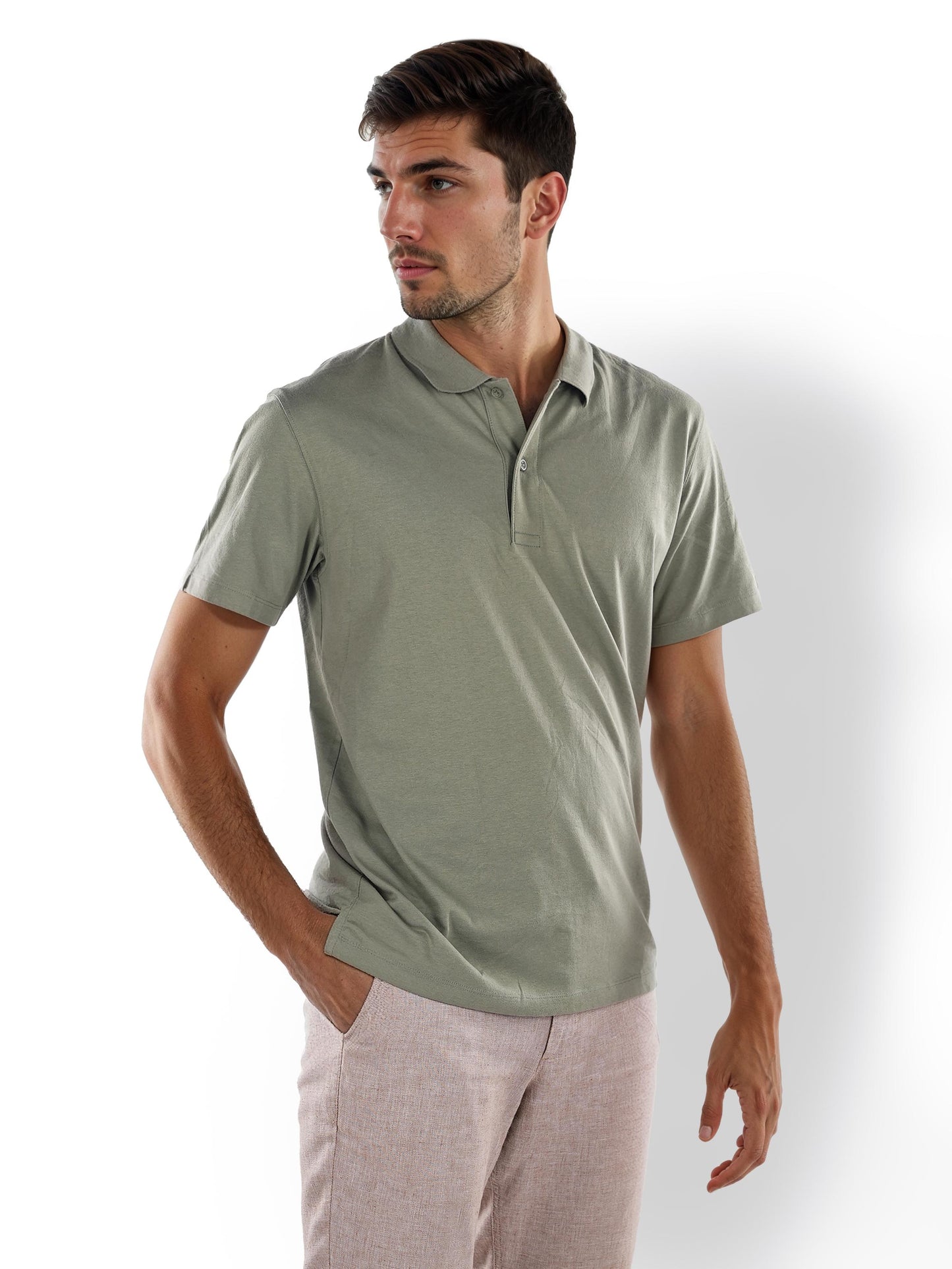 Olive Solid Cotton Polo