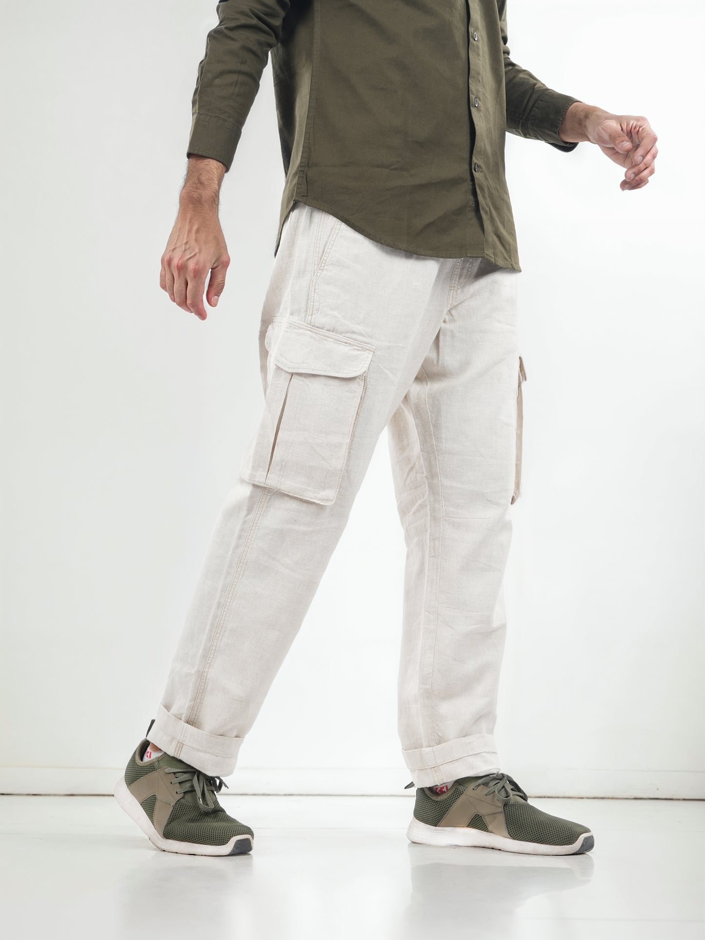 Beige Slim Fit Trousers