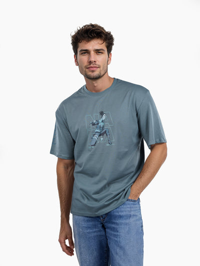 Celio* Naruto Oversized Cotton Green T-Shirts