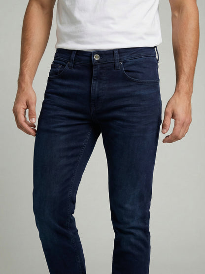 Celio Mens Blue Dobby Slim Fit Cotton Jeans