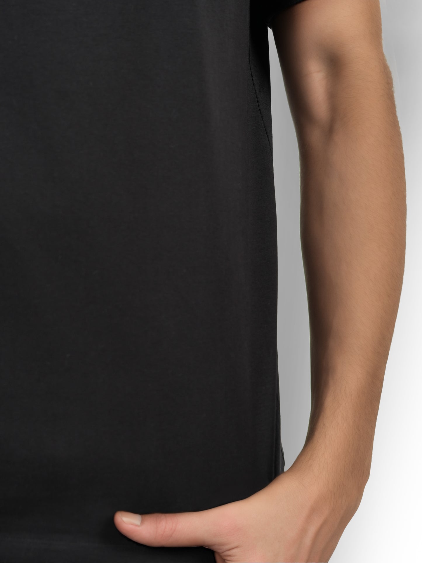 Black Solid Cotton T-shirt