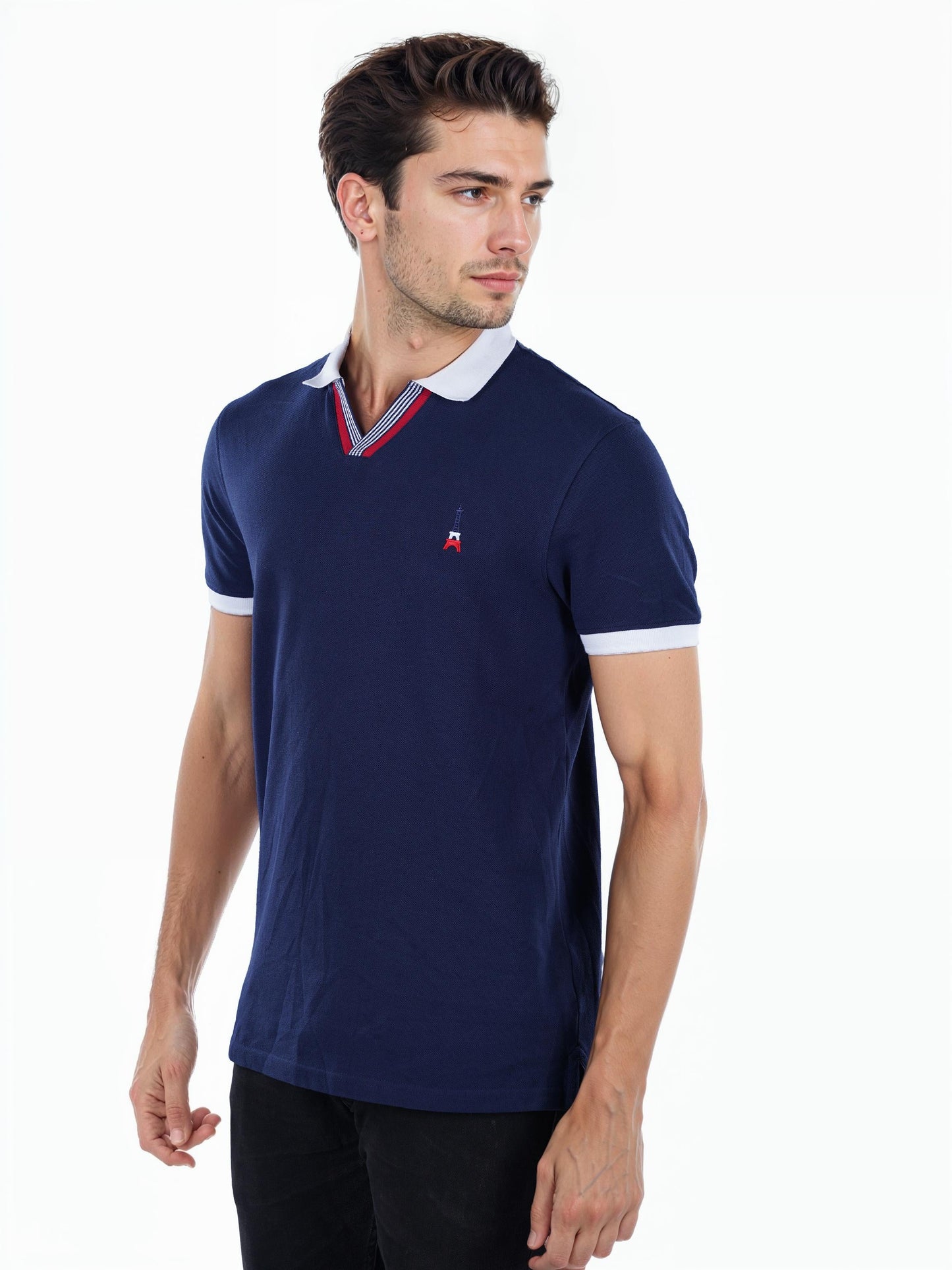 Navy Blue Solid Cotton T-Shirt