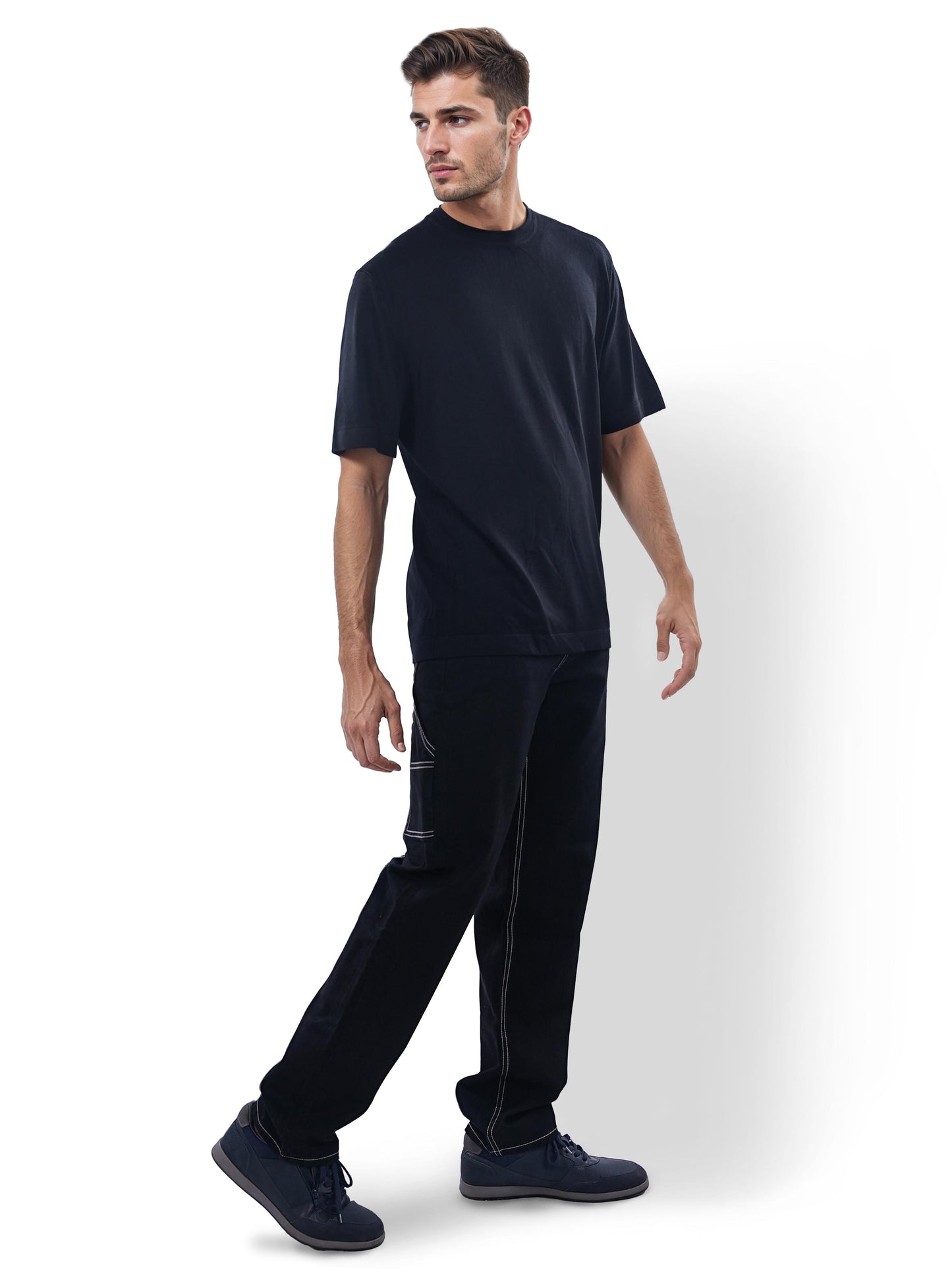 Black Solid Viscose T-shirt