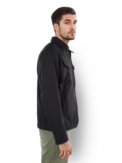 Black Solid Polyester Jacket