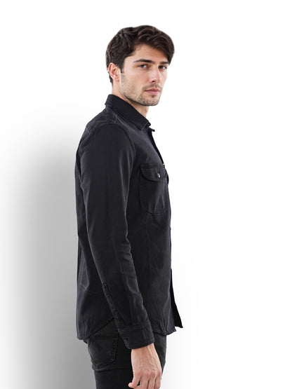 Black Solid Cotton Shirt