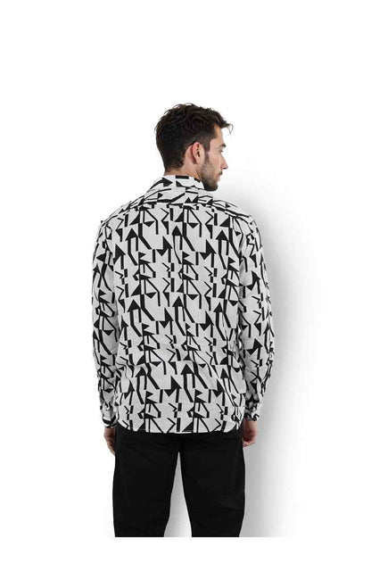 Celio* Printed Regular Fit Linen White Shirt