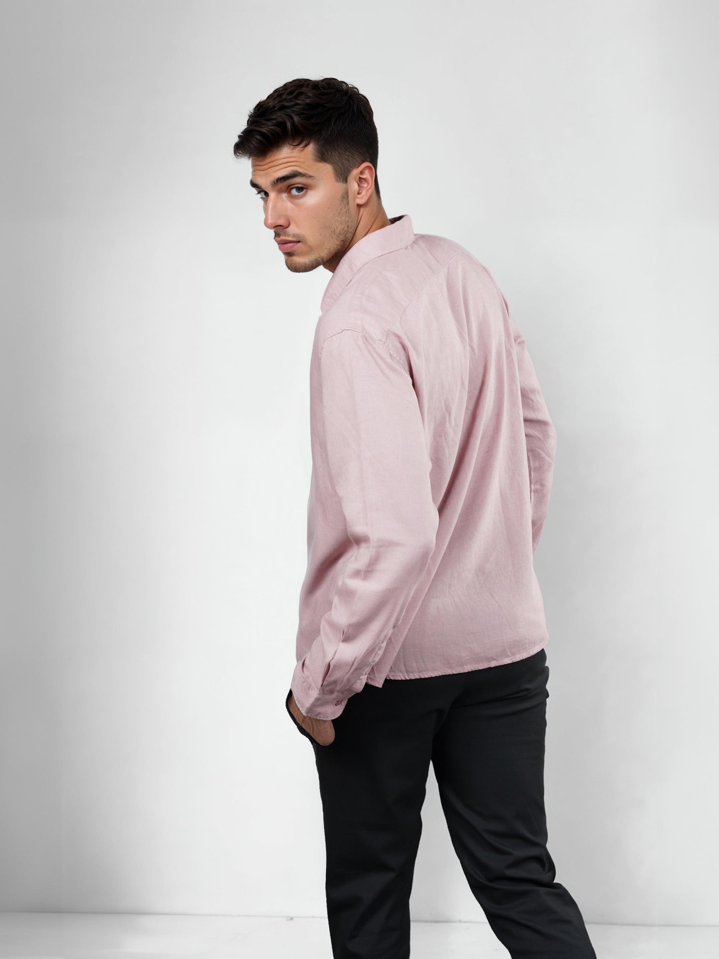 Mauve Solid Linen Shirt