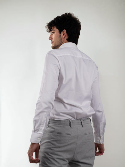 White Solid Cotton Formal Shirt