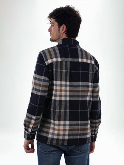 Navy Blue Checks Cotton Shirt