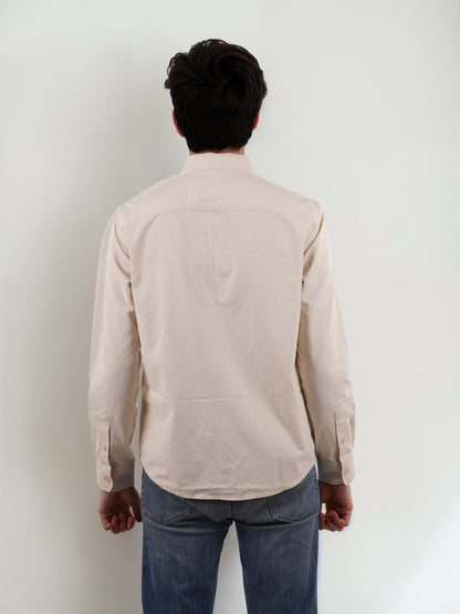 Beige Solid Cotton Shirt