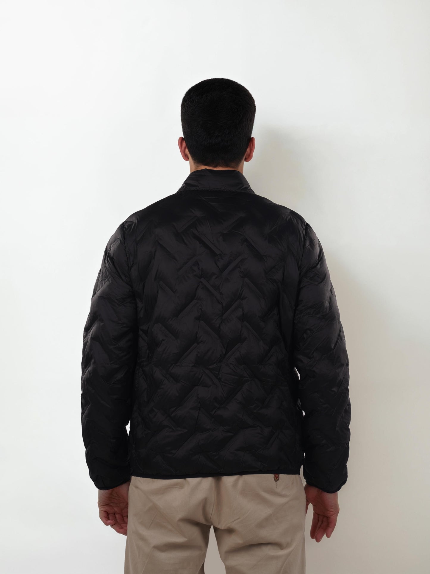 Black Solid Polyamide Jacket