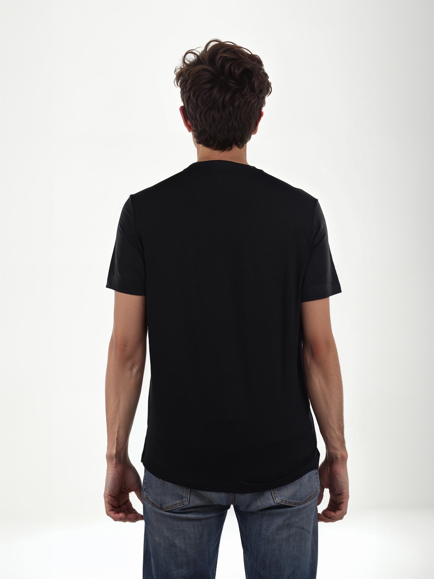 Black Solid Cotton T-shirt