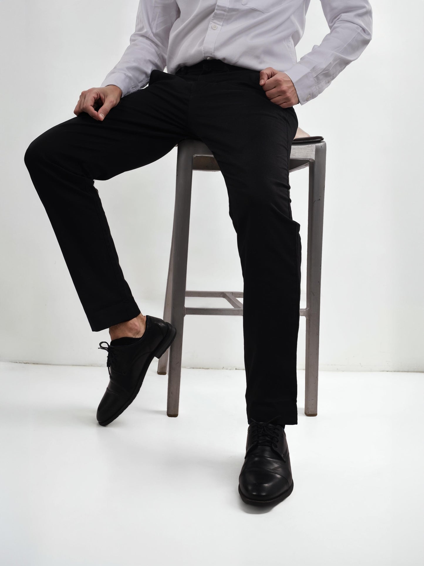 Black Straight Fit Trousers