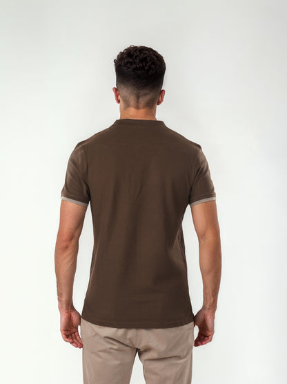 Brown Solid Cotton Polo