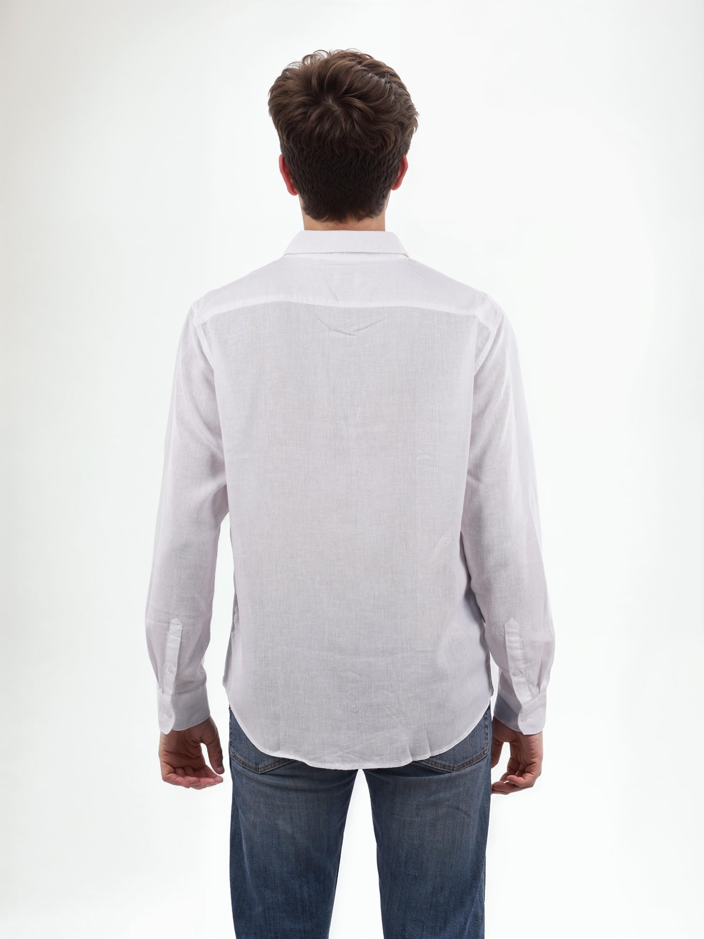 White Solid Linen Shirt