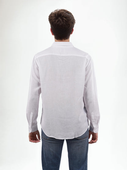 White Solid Linen Shirt