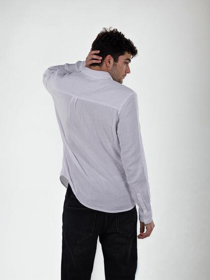 White Solid Cotton Shirt