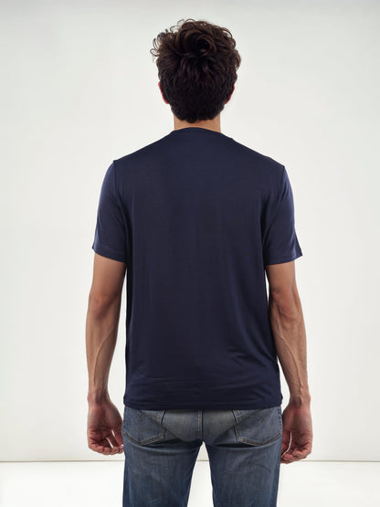 Navy Blue Solid Cotton T-shirt