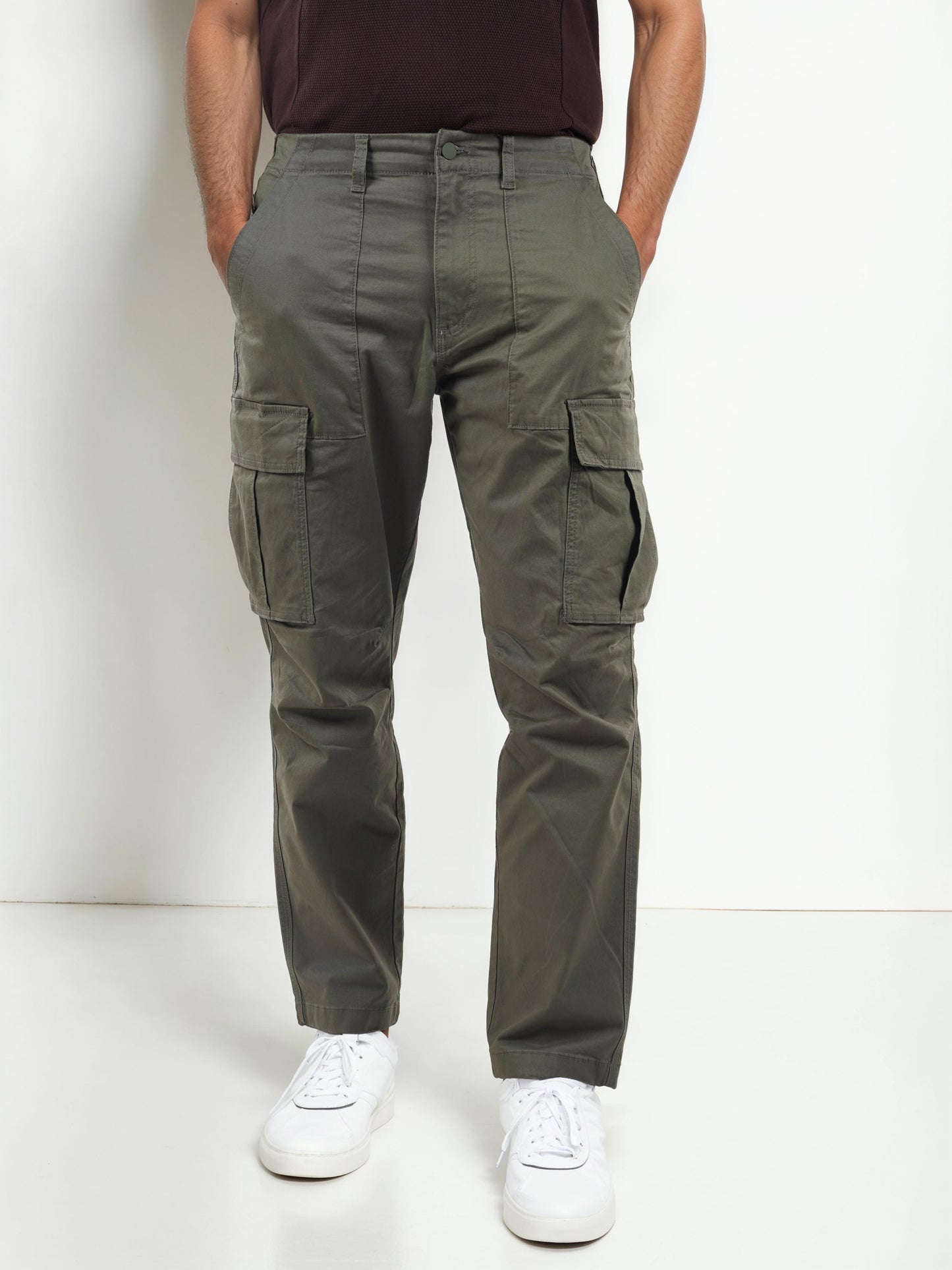 Green Straight Fit Cargos