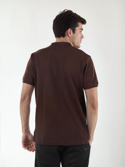 Brown Solid Cotton T-Shirt