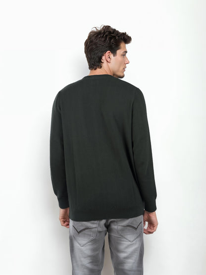 Green Solid Cotton Sweater