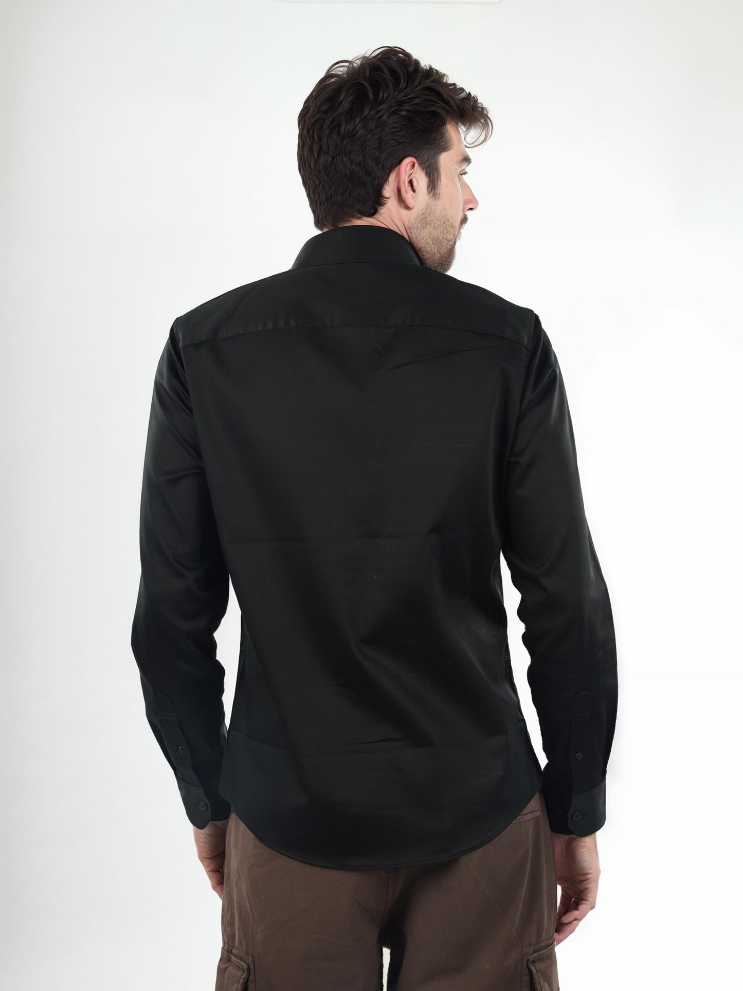 Black Solid Cotton Shirt