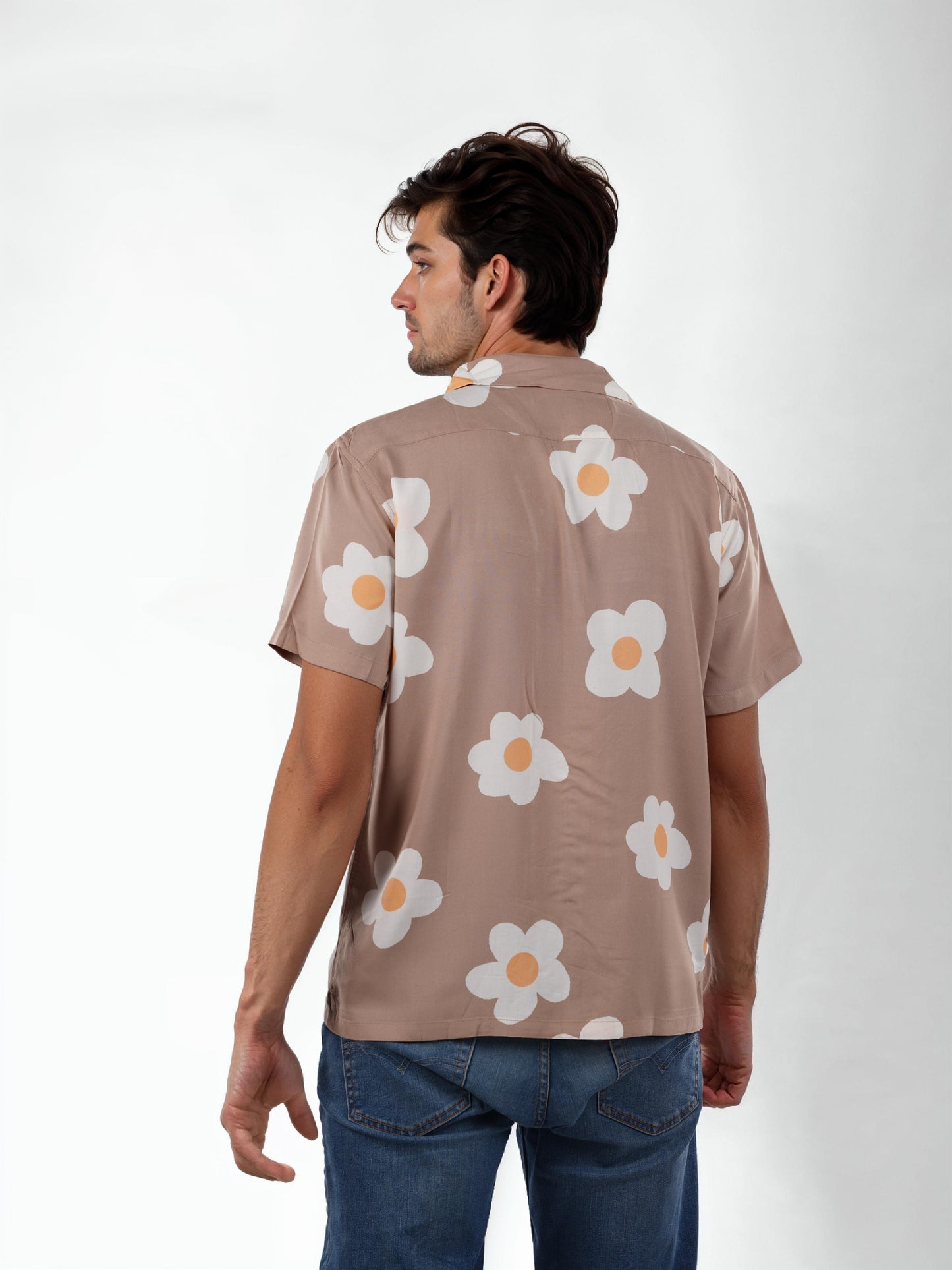 Brown Printed Viscose Shirt