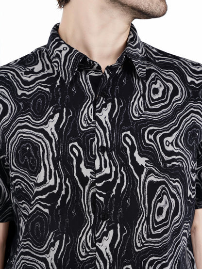 Black Printed Viscose Shirt