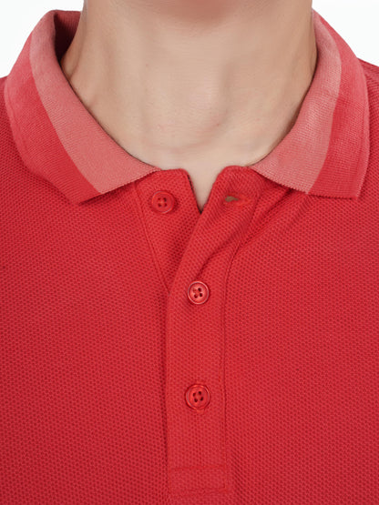 Coral Solid Cotton Polo