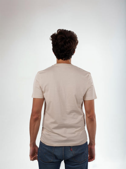 Beige Solid Cotton T-shirt