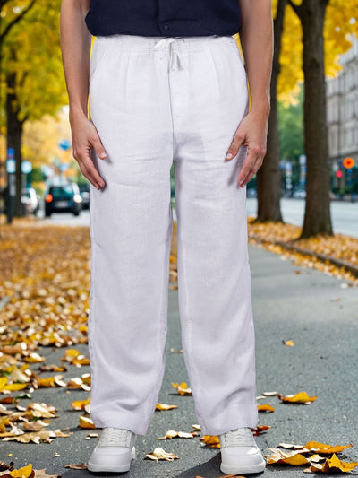 Celio* Linen Loose Fit White Trouser