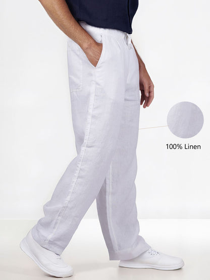 Celio* Linen Loose Fit White Trouser