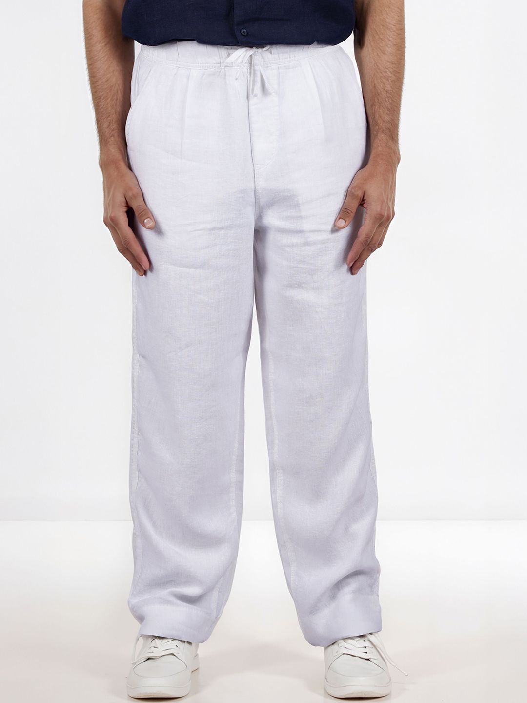 Celio* Linen Loose Fit White Trouser