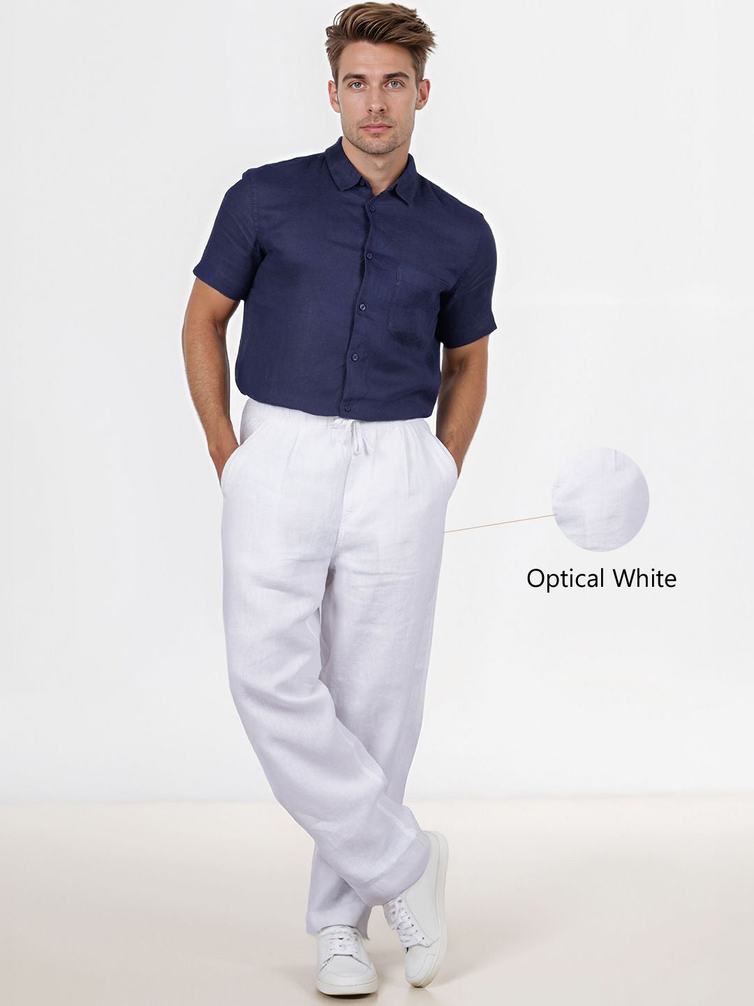 Celio* Linen Loose Fit White Trouser