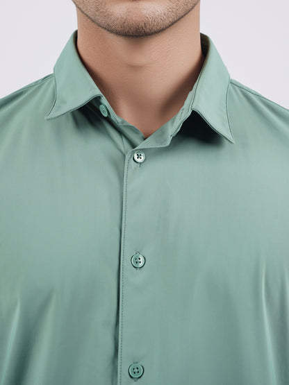 Celio* Men Green Solid Slim Fit Nylon Shirts