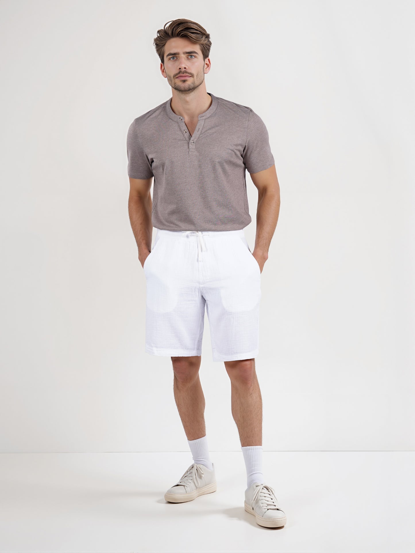 Celio* Straight Fit Cotton Solid Men White Shorts