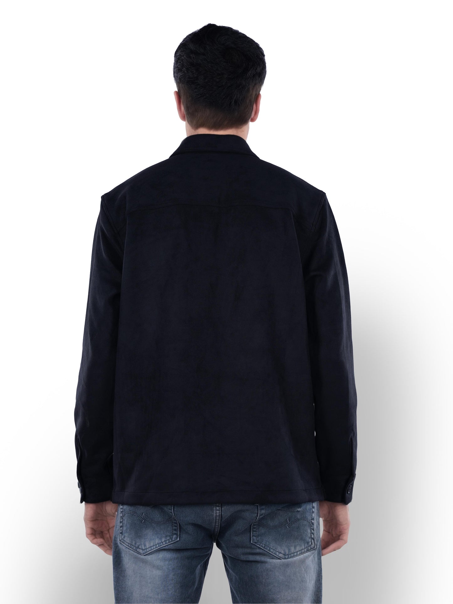 Black Solid Polyester Jacket