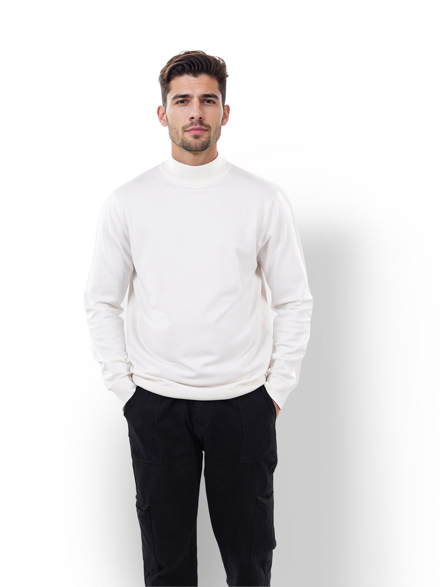 Beige Solid Viscose Sweater