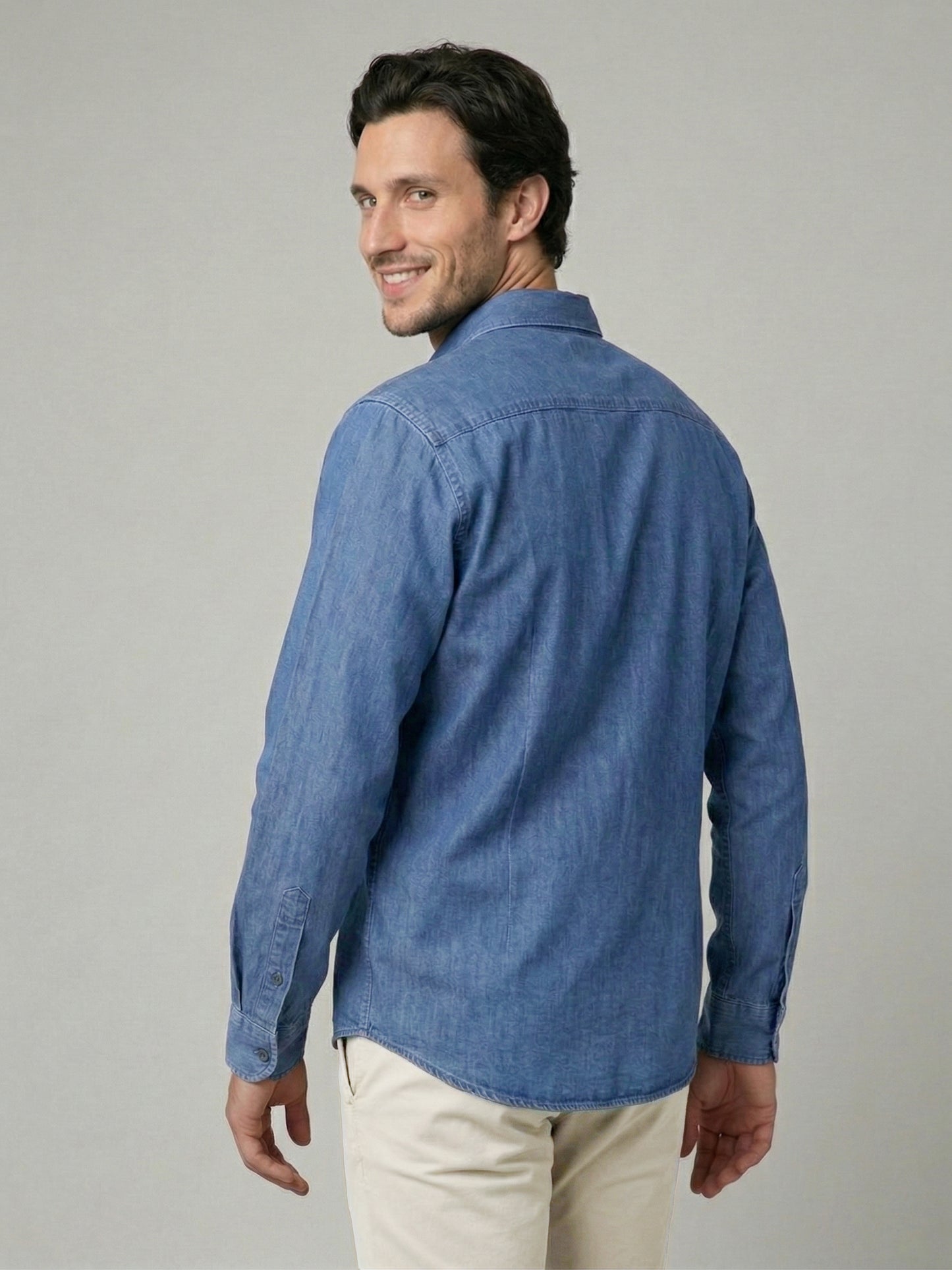 Celio Mens Blue Twill Regular Fit Cotton Shirts