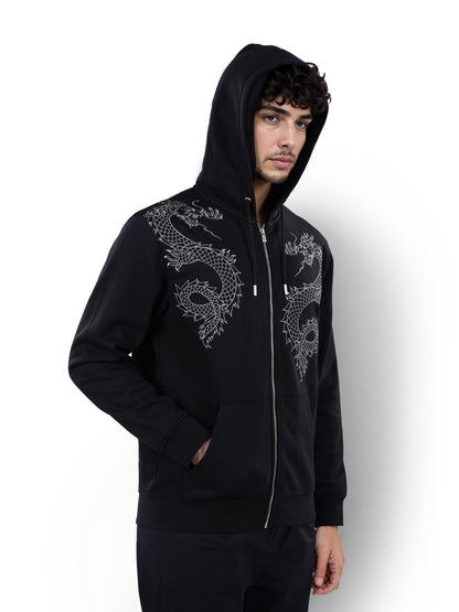 Black Embroidered Cotton Sweatshirt